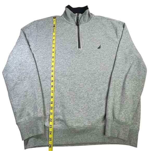 Nautica 1/4 Zip Pullover Men Size Large Gray Soft Mock Neck Athleisure Sweater - Picture 6 of 10